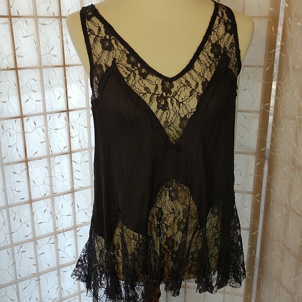 Dark cotton lace top from Free People